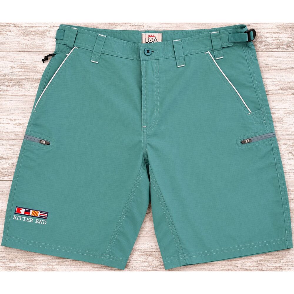 RailRiders LOA Bitter End Shorts Mens Green Ripstop Fishing Hiking Zip Pockets